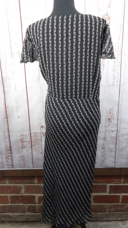 INC INTERNATIONAL CONCEPTS Maxi Dress 22W Black/White Dots Short Sleeve Silk - Image 2 of 4