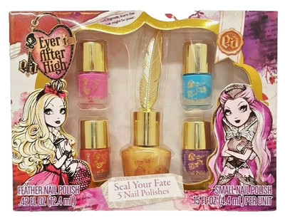 Ever After High Mattel 5 Pc Nail Polish Feather Art Set Apple White Raven Queen
