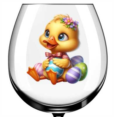 X12 Ostern Ente mit Eiern Glas Vinyl Aufkleber Sticker Farbe et158
