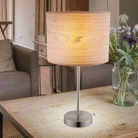 Tischleuchte Tischlampe Leselampe Schreibtischleuchte Holzoptik Nickel Matt E27