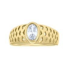 Solid New 14kt Yellow Gold Baby Girls Oval Cubic Zirconia Oval Fashion Ring