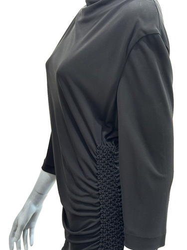 Vestido Largo ETRO Jet Negro Acanalado Sedoso con Elástico y Redondeado Tra Talla 46 8-10 - Imagen 5 de 20