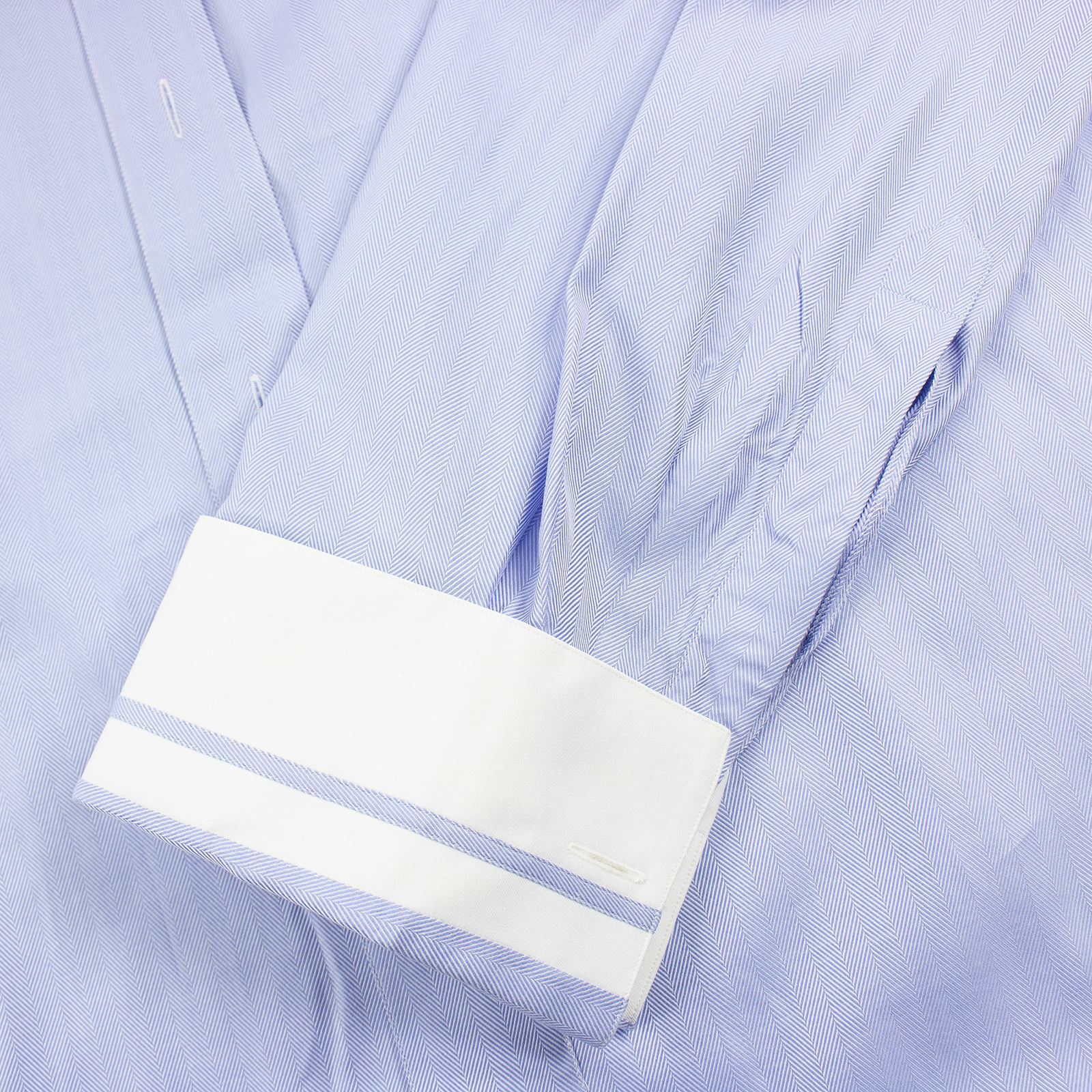 Ameri Blue Cotton Herringbone French Cuff Contras… - image 3