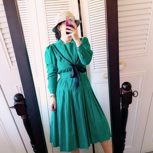 STUNING VINTAGE GREEN laura ashley sailor dress