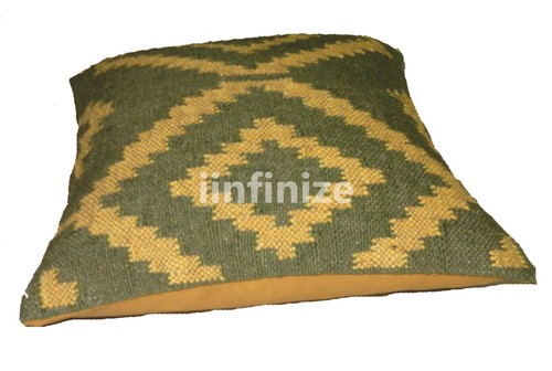 2 Pc 18x18 Tribal Boho Pillow Case Decor Handwoven Wool Jute Kilim Cushion Cover - Picture 56 of 60