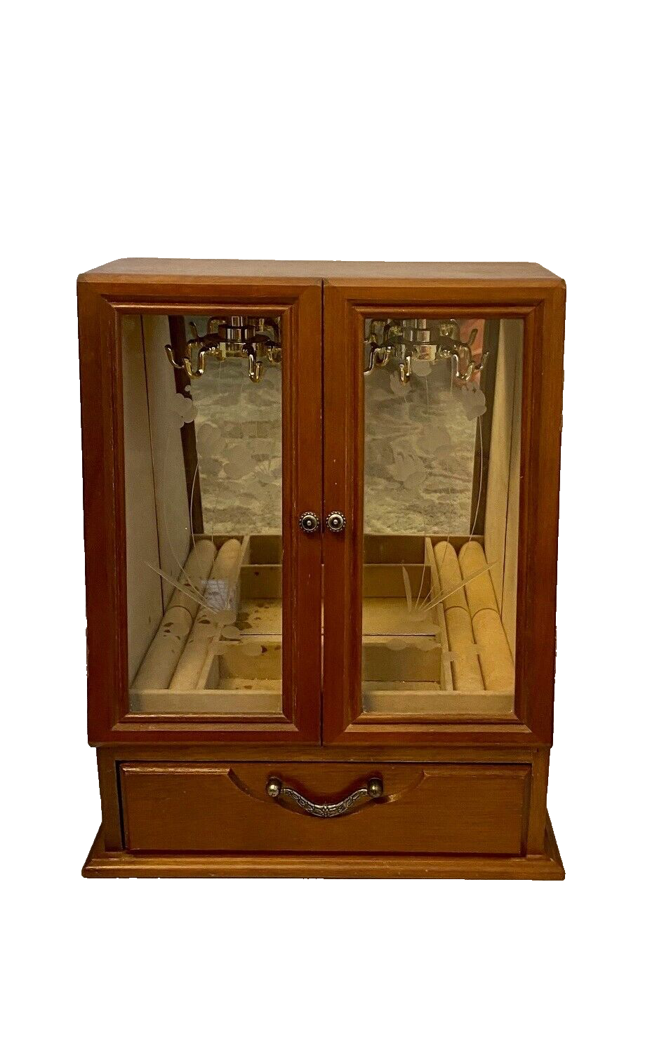 Jewelry Box etched Glass Door With Drawer-image