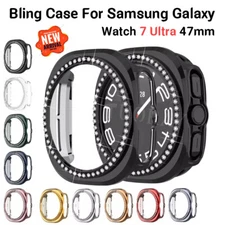 For Samsung Galaxy Watch Ultra 47mm Diamond Bling PC Case Cover Screen Protector