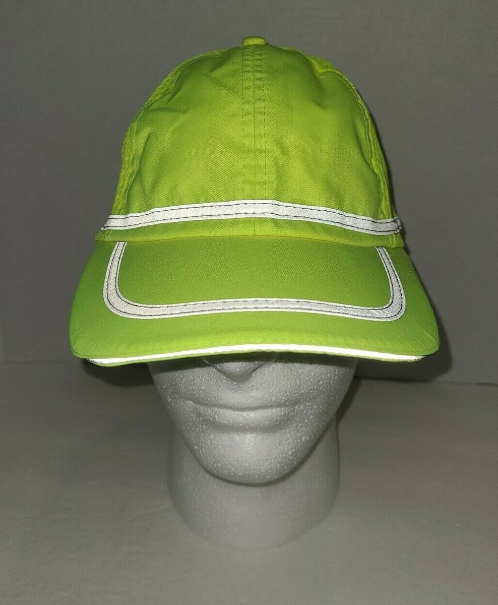 HIGH VISIBILITY LIME GREEN HAT/BASEBALL SAFETY CAP w/ BREATHABLE