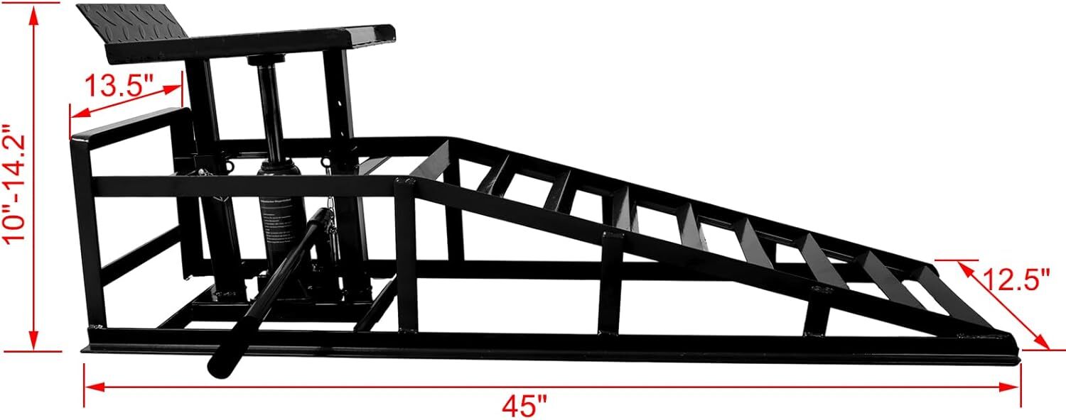 2 Pcs Heavy Duty Auto Car Truck Service Ramps Lifts Hydraulic Lift 5 ton jack