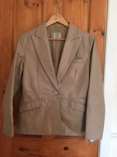 ‘kit’ Brand Leather Jacket, Beige Colour Size 12