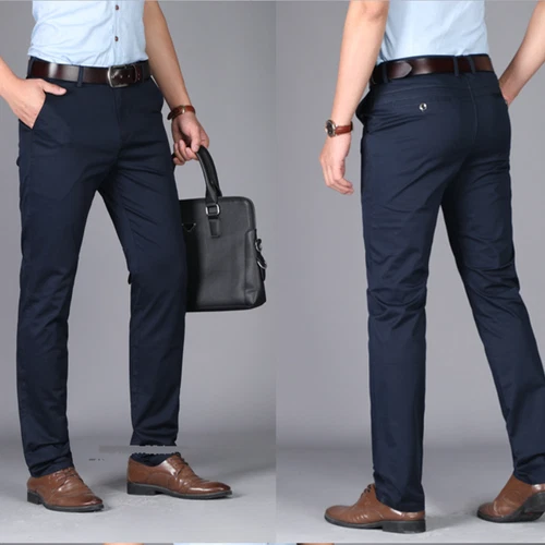 Chino Slim Fit Mens Straight Leg Casual Stretch Dress Skinny Pants Size 30-40 - Picture 9 of 25