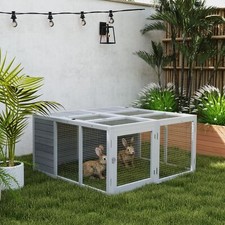 Rabbit Hutch Small Animal Cage Guinea Pig Run Hideaway with Openable Roof