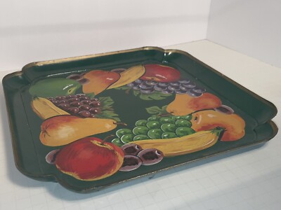 Vintage Fruit Theme Heavy Metal Display Square Tray  Centrum 1994  Made In China