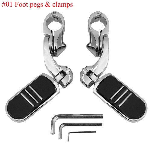 1-1/4" Crash Bar Rear Passenger Highway Duty Foot Pegs Rest Pedal Footpeg Mounts - Picture 14 of 21