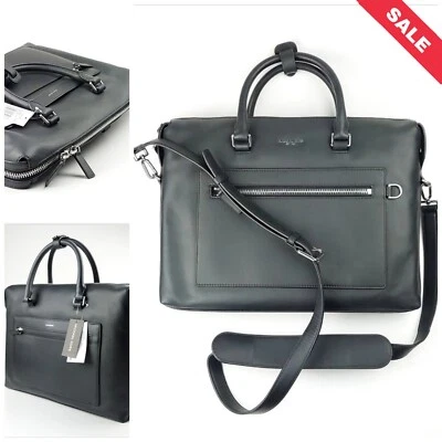 Michael Kors Greyson Poche Breifcase Fermeture Éclair Noir Cuir Italien - Photo 1/4