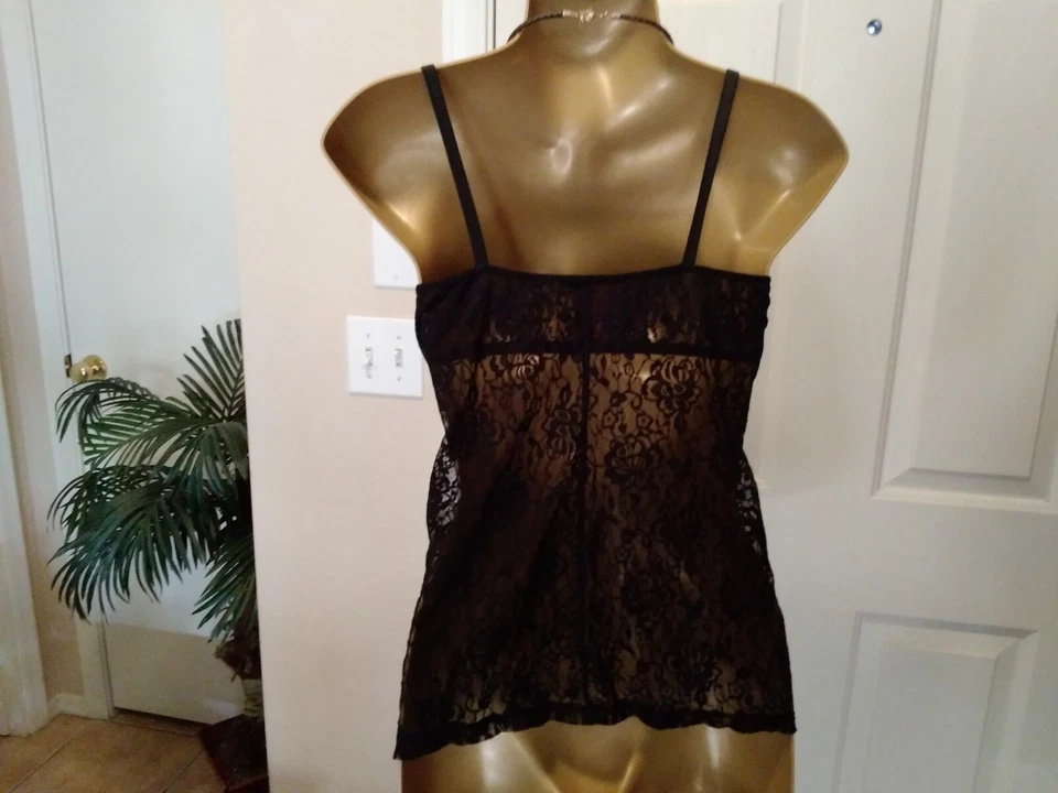 Top corto camisola mujer material bustier niña encaje negro talla 36B Foto 2 de 4
