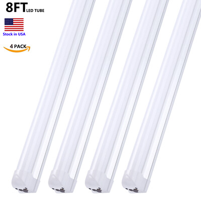 #ad 4Pack 8FT Linkable LED Shop Light Fixture 8foot Milky Cover LED Warehouse Light $74.59