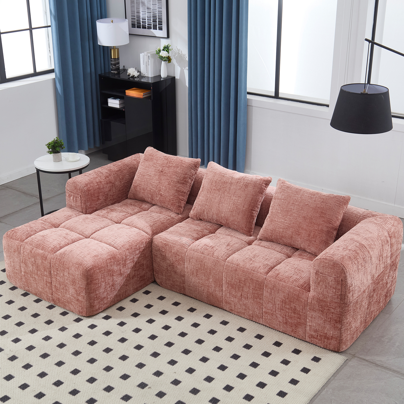 98.42-inch UNITED WE WIN modular L-shaped sectional sofa with storage and reversible chaise