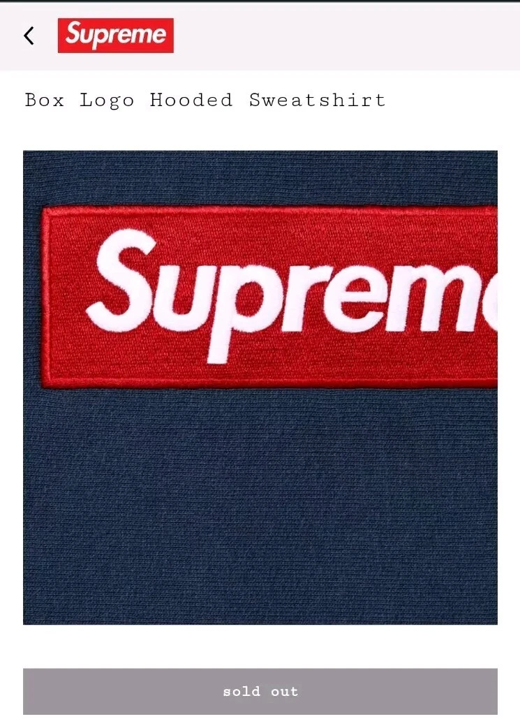Felpa con cappuccio Supreme Box logo FW24 Navy piccola con 16 adesivi e borsa negozio