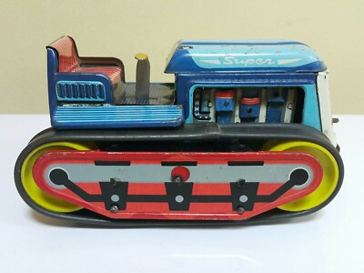 VINTAGE BULLDOZER 'SUPER' TRACTOR KDN TIN TOY 70's WIND UP CZECHOSLOVAKIA PARTS