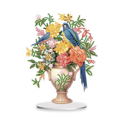 Acryl Vogel Blumenvase Schreibtisch Diamond Painting Kunst Kits für Home Office Dekor