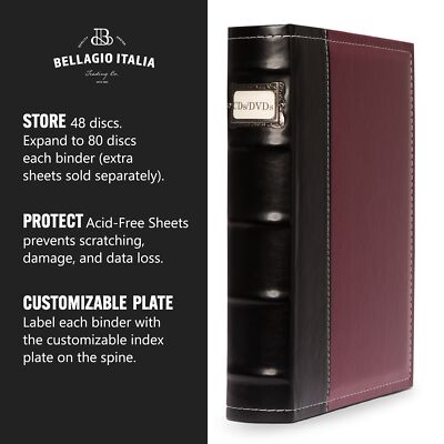 (未使用･未開封品)　Bellagio-Italia DVD Storage Binder - 3 Pack Burgundy tu1jdyt Bellagio-Italia CD/DVD Storage Binder - Burgundy - Leather