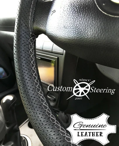 MID GREY STITCH PERFORATED LEATHER STEERING WHEEL COVER FOR VOLVO C30 06-13