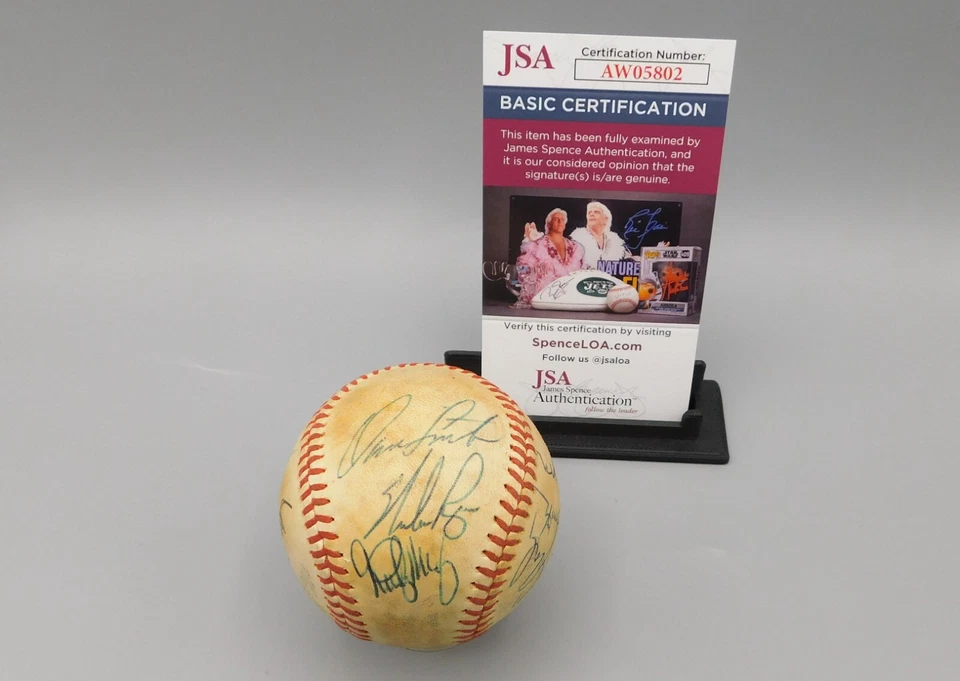 NOLAN RYAN +7 Other Players Signed Rawlings Baseball ~ 1975 Angels Team ~ JSA - Image 2 of 4