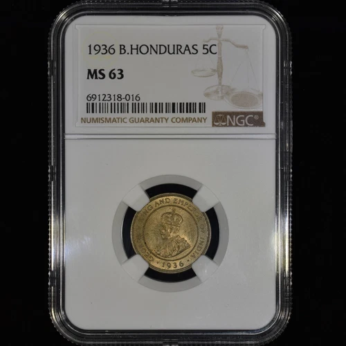 1936 BRITISH HONDURAS 5 CENTS ✪ NGC MS-63 ✪ 5C COIN UNCIRCULATED UNC ◢TRUSTED◣