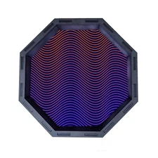 Neon Waves Octagon Wooden Dice Tray, Rolling Tray D&D Tabletop Board Games RPG