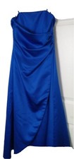 Davids Bridal JB 1675 Blue Satin Ruched Sleeveless Formal Bridesmaid Dress 12
