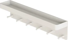 Wall-Mounted Key Holder & Mail Organizer with Tray - 6 Hooks (White)
