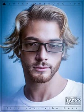 SA106 Black Narrow Rectangular Spring Hinge Plastic Clear Lens Eye Glasses