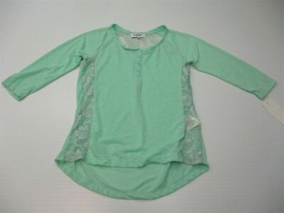 new VIANNI Women's Size M Lacey Marl Knit Teal Green Henley Top