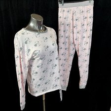 Disney Minnie Mouse Women's 2 Piece Pink Gray Pajama Set Sleepwear Size Small