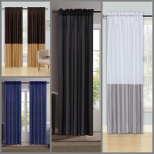 Set Window Curtain Faux Silk Rod Pocket Drape SOLID Mix  Match Solid Color