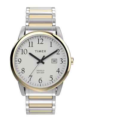 Timex TW2W52100, Easy Reader, Men's, 2-Tone Expansion, Indiglo, Date, NEW