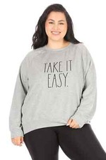 Women's "TAKE IT EASY" Rae Dunn Plus Size Studio Raglan Sweatshirt New w Tags