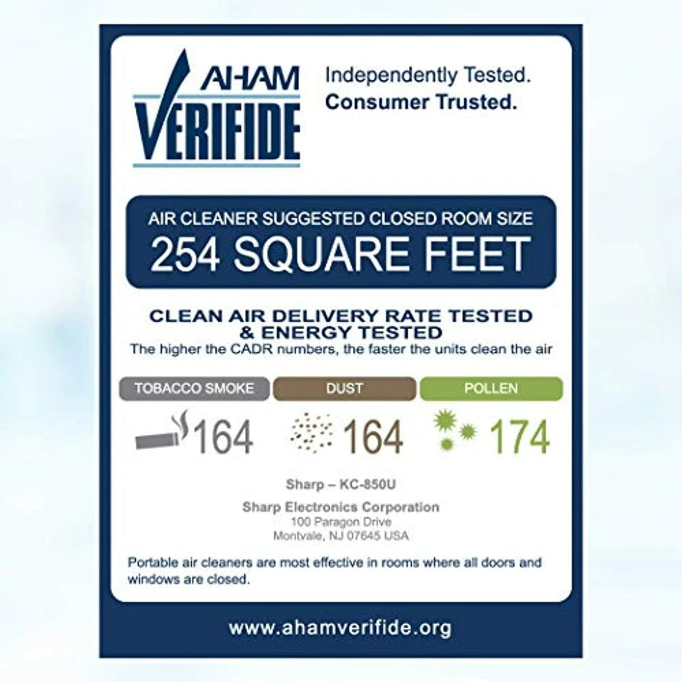 Purificador de aire Sharp Plasmacluster (254 sq. ft.), KC-850U, blanco Foto 4 de 4