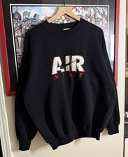Vintage Nike Air Embroidered 90s Crewneck Black Sweatshirt Size Large CLEAN
