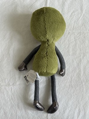 Jellycat Zalien the Alien Plush ALF3A Retired Moss Green Silver