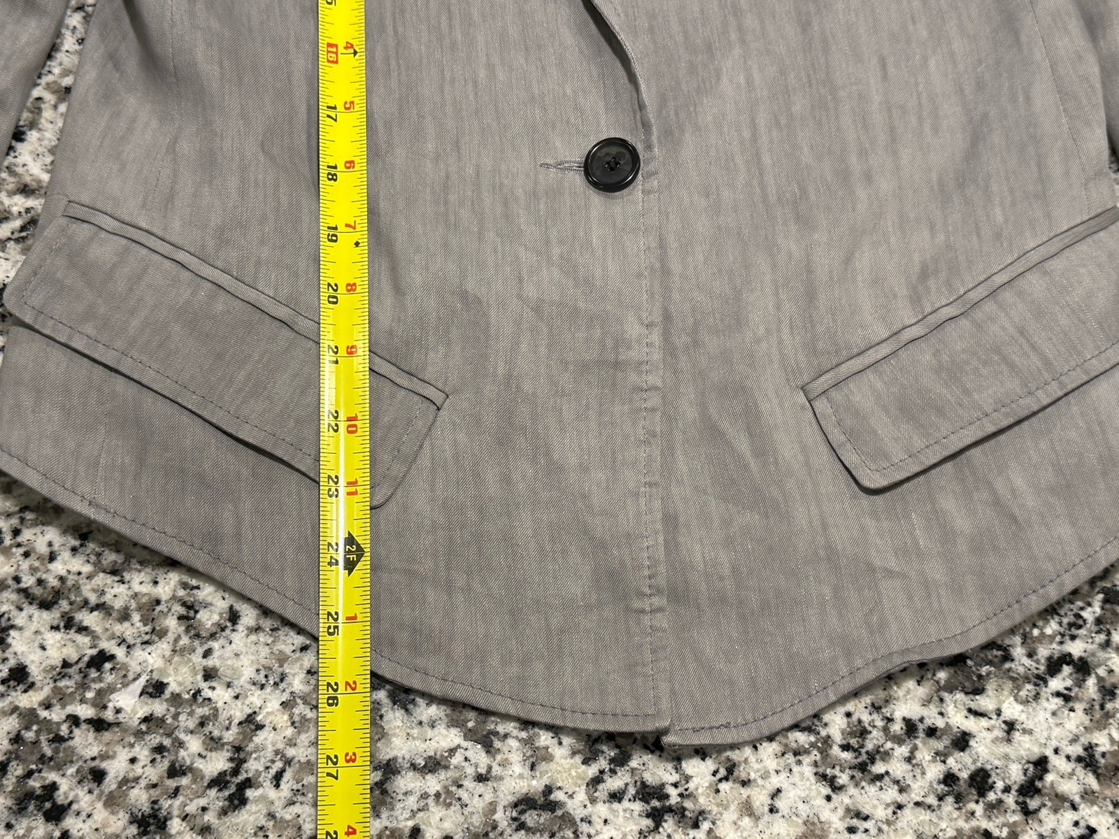 Smythe Sharp Shoulder One Button Blazer Linen Ble… - image 6