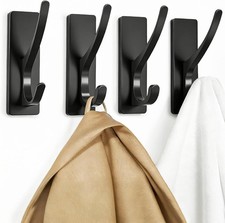 pickpiff Self Adhesive Coat Hooks Heavy Duty 4 Pack Black