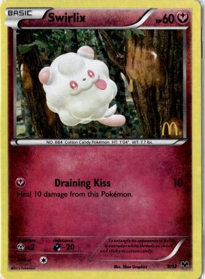 Pokémon TCG Swirlix Holo Promo Basic 60 HP Fairy 9/12 McDonald's 2014 ENG