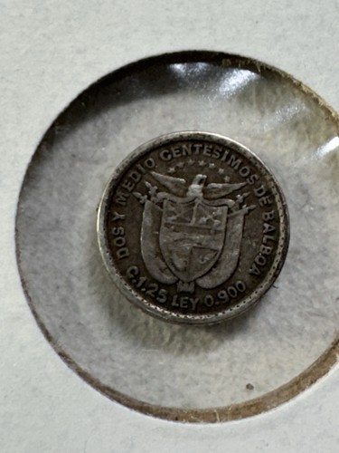 1904 Panama 2-1/2 Centesimos Tiny Silver Coin Low Mintage Panama Pill - 第 5/8 張圖片