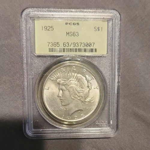 New Listing1925 Peace Dollar $1 90% Silver PCGS MS63 Business Strike Philadelphia Mint