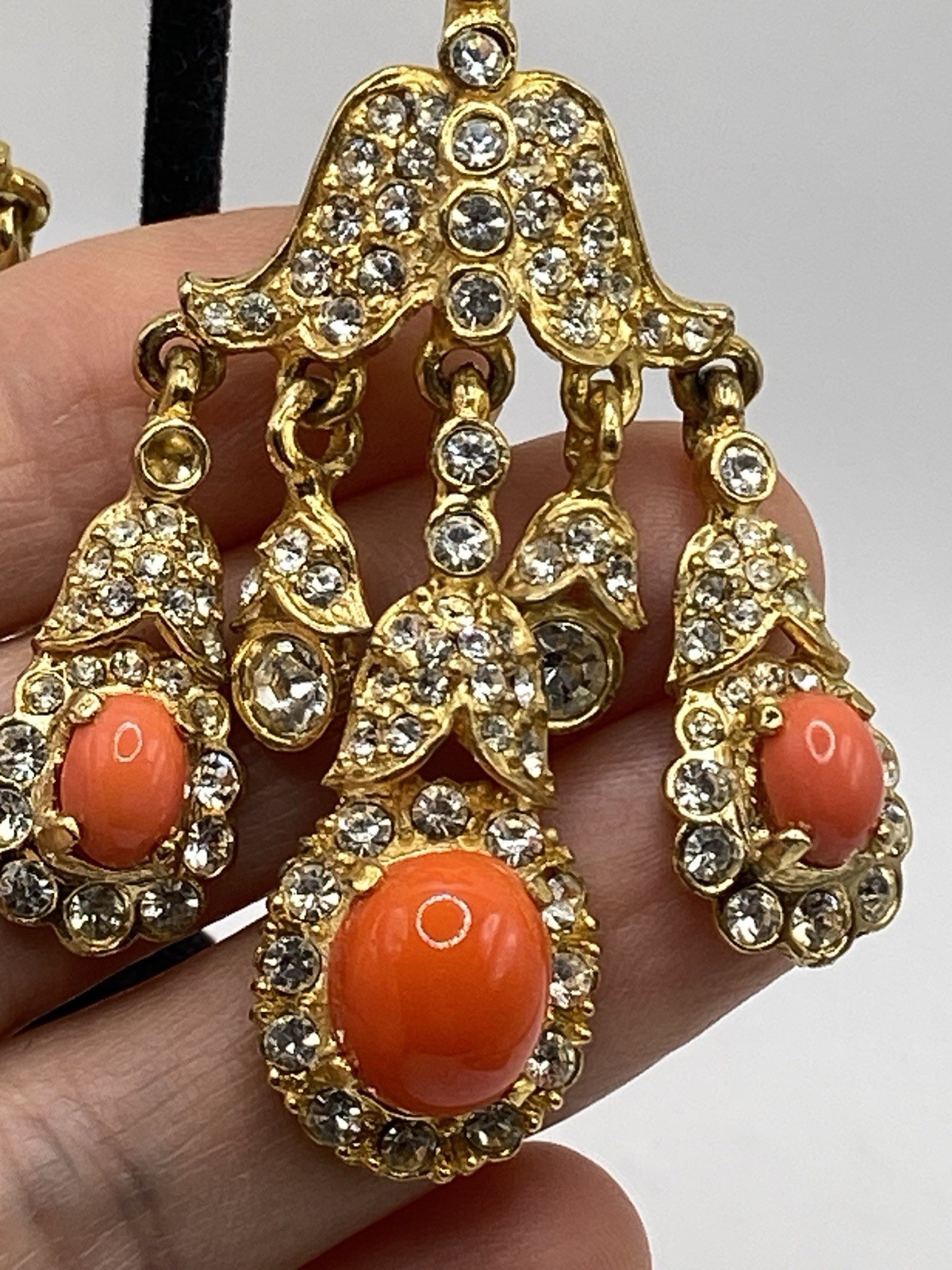 Vtg  KJL Kenneth Jay Lane Faux Coral Drop Dangle … - image 18
