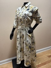 Tory Burch Silk Drip Bouquet Shirtdress Removeable collar Size: 2  Retail: $628