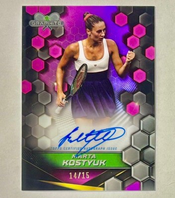 2024 Marta Kostyuk Topps Graphite Pink Rookie Refractor On-Card AUTO RC SSP #/15
