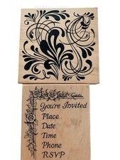 Inkadinkado Swirl Rubber Stamp Set You're Invited  Floral Frames